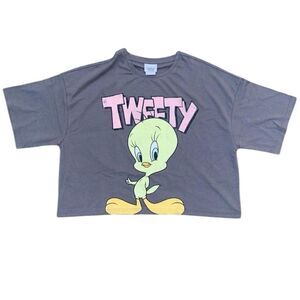 2022 Tweety Looney Tunes Warner Bros Cropped Oversized Tee M 23x21